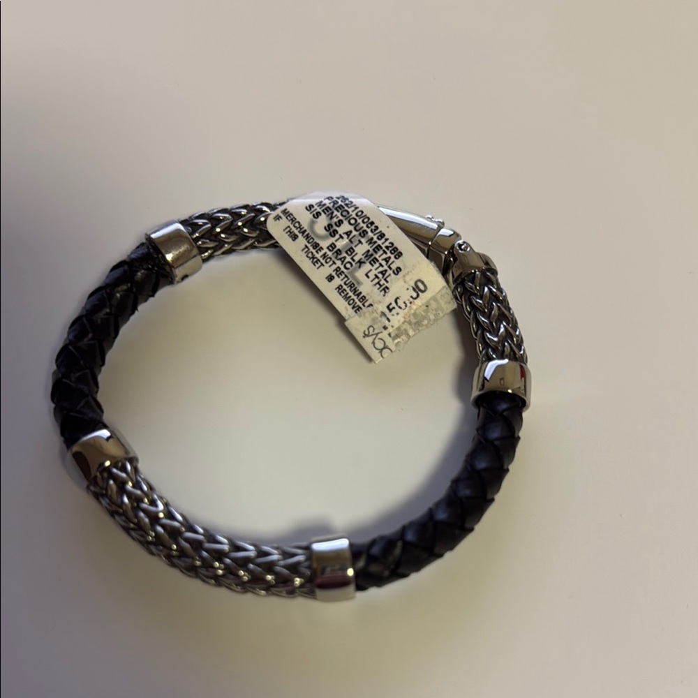 Men's Black and Silver Bracelet
